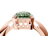 Rose gold Fancy Green Radiant  Cut Diamond Halo Engagement Ring with Split Shank and Four-Prong Setting_94