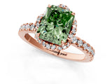 Rose gold Fancy Green Radiant Cut Diamond Halo Pave Band with Four-Prong Setting_4