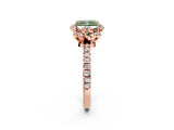 Rose gold Fancy Green Radiant Cut Diamond Halo Pave Band with Four-Prong Setting_5