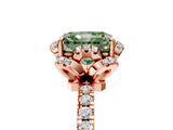 Rose gold Fancy Green Radiant Cut Diamond Halo Pave Band with Four-Prong Setting_8