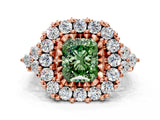 Rose gold Fancy Green Radiant Cut Diamond Halo Ring with Pavé Band and Four-Prong Setting_41