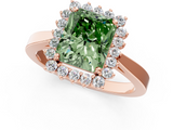 Rose gold Fancy Green Radiant  Cut Diamond Halo Ring with Round Brilliant Halo and Solitaire Band_84