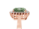 Rose gold Fancy Green Radiant  Cut Diamond Halo Ring with Round Brilliant Halo and Solitaire Band_88