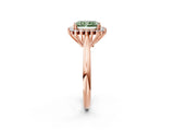 Rose gold Fancy Green Radiant  Cut Diamond Halo Ring with Solitaire Band and Prong Setting_54