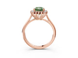 Rose gold Fancy Green Radiant  Cut Diamond Halo Ring with Solitaire Band and Prong Setting_55
