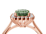 Rose gold Fancy Green Radiant  Cut Diamond Halo Ring with Solitaire Band and Prong Setting_56