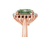 Rose gold Fancy Green Radiant  Cut Diamond Halo Ring with Solitaire Band and Prong Setting_57
