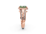 Rose gold Fancy Green Radiant Cut Diamond Halo Ring with Split Shank Pavé Band and Four-Prong Setting_2