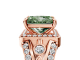 Rose gold Fancy Green Radiant Cut Diamond Halo Ring with Split Shank and Bezel Accents and Four-Prong Setting_5