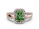 Rose gold Fancy Green Radiant Cut Diamond Halo Split Shank Engagement Ring_39