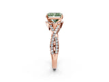 Rose gold Fancy Green Radiant Cut Diamond  Halo Twist Band Solitaire Prong Setting Ring_26