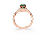 Rose gold Fancy Green Radiant Cut Diamond  Halo Twist Band Solitaire Prong Setting Ring_27