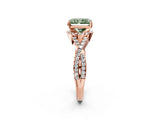 Rose gold Fancy Green Radiant Cut Diamond  Halo Twist Band Solitaire Prong Setting Ring_62