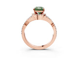 Rose gold Fancy Green Radiant Cut Diamond  Halo Twist Band Solitaire Prong Setting Ring_63