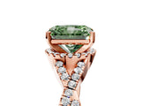 Rose gold Fancy Green Radiant Cut Diamond  Halo Twist Band Solitaire Prong Setting Ring_65
