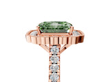 Rose gold Fancy Green Radiant  Cut Diamond Milgrain Floral Halo Engagement Ring with Pavé Band_20