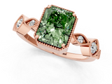 Rose gold Fancy Green Radiant  Cut Diamond Milgrain Marquise Band with Prong Setting_4