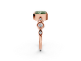 Rose gold Fancy Green Radiant  Cut Diamond Milgrain Marquise Band with Prong Setting_5