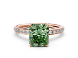 Rose gold Fancy Green Radiant  Cut Diamond Pavé Band Ring with Four-Prong Setting_24