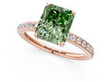 Rose gold Fancy Green Radiant  Cut Diamond Pavé Band Ring with Four-Prong Setting_25