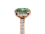 Rose gold Fancy Green Radiant  Cut Diamond Pavé Band Ring with Four-Prong Setting_29