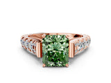 Rose gold Fancy Green Radiant  Cut Diamond Pavé Band Solitaire with Four-Prong Setting_15