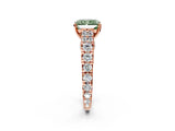 Rose gold Fancy Green Radiant  Cut Diamond Pavé Band Solitaire with Four-Prong Setting_17
