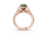Rose gold Fancy Green Radiant  Cut Diamond Pavé Band Solitaire with Four-Prong Setting_18