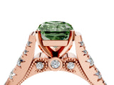 Rose gold Fancy Green Radiant  Cut Diamond Pavé Band Solitaire with Four-Prong Setting_19