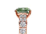 Rose gold Fancy Green Radiant  Cut Diamond Pavé Band Solitaire with Four-Prong Setting_20