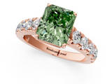Rose gold Fancy Green Radiant  Cut Diamond Pavé Band Solitaire with Four-Prong Setting_4