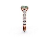 Rose gold Fancy Green Radiant  Cut Diamond Pavé Band Solitaire with Four-Prong Setting_5
