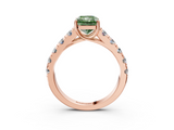 Rose gold Fancy Green Radiant  Cut Diamond Pavé Band Solitaire with Four-Prong Setting_6