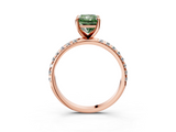 Rose gold Fancy Green Radiant  Cut Diamond Pavé Band Solitaire with Four-Prong Setting_6