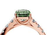 Rose gold Fancy Green Radiant  Cut Diamond Pavé Band Solitaire with Four-Prong Setting_7
