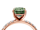 Rose gold Fancy Green Radiant  Cut Diamond Pavé Band Solitaire with Four-Prong Setting_7