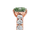 Rose gold Fancy Green Radiant  Cut Diamond Pavé Band Solitaire with Four-Prong Setting_8