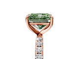 Rose gold Fancy Green Radiant  Cut Diamond Pavé Band Solitaire with Four-Prong Setting_8
