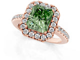 Rose gold Fancy Green Radiant Cut Diamond Pavé Halo Ring with Four-Prong Setting_37