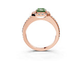 Rose gold Fancy Green Radiant Cut Diamond Pavé Halo Ring with Four-Prong Setting_39