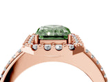 Rose gold Fancy Green Radiant Cut Diamond Pavé Halo Ring with Four-Prong Setting_40