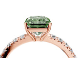 Rose gold Fancy Green Radiant Cut Diamond Pavé Solitaire Engagement Ring with Four-Prong Setting_74