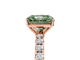 Rose gold Fancy Green Radiant Cut Diamond Pavé Solitaire Engagement Ring with Four-Prong Setting_75