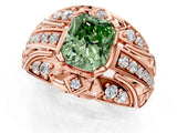 Rose gold Fancy Green Radiant Cut Diamond Pave Art Deco Split Shank Ring with Four-Prong Setting_1