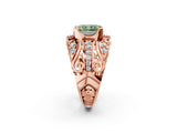 Rose gold Fancy Green Radiant Cut Diamond Pave Art Deco Split Shank Ring with Four-Prong Setting_2