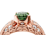 Rose gold Fancy Green Radiant Cut Diamond Pave Art Deco Split Shank Ring with Four-Prong Setting_4