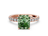 Rose gold Fancy Green Radiant Cut Diamond Pave Band Solitaire Ring with Four-Prong Setting_57