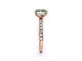 Rose gold Fancy Green Radiant Cut Diamond Pave Band Solitaire Ring with Four-Prong Setting_59