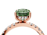 Rose gold Fancy Green Radiant Cut Diamond Pave Band Solitaire Ring with Four-Prong Setting_61