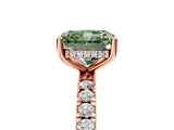 Rose gold Fancy Green Radiant Cut Diamond Pave Band Solitaire Ring with Four-Prong Setting_62